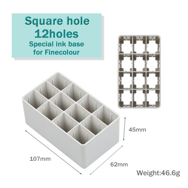 Finecolour Marker Pens Storage Bag &amp; Base 12/24/36 Holes EF100/101/102/103 Zipper Bag Multifunctional Base Penholder Ink Base: Ink-Square-12holes