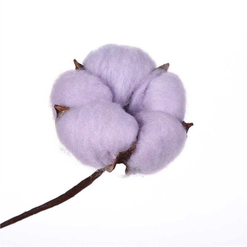 10pcs/lot Artificial Flower Cotton Flower Branch Wedding Home Christmas Decoration Photography Props Dry Cotton Flower Head: Purple