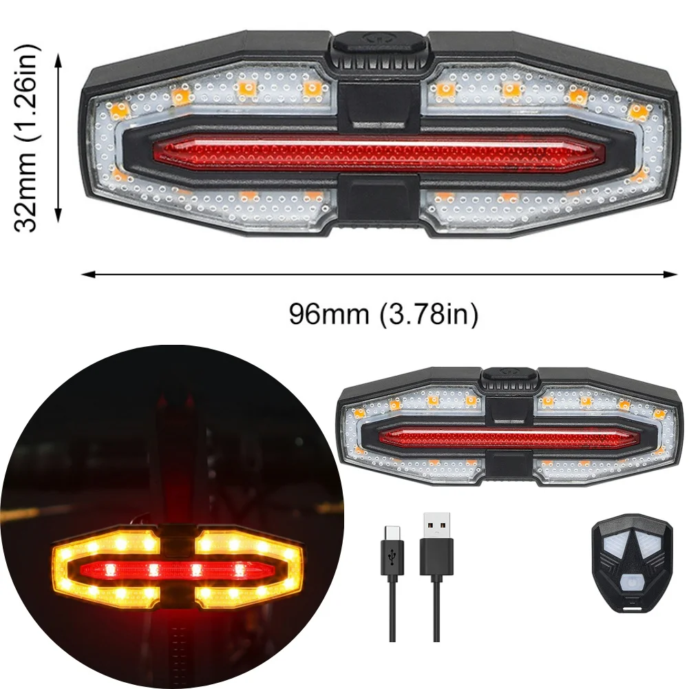Luz trasera de bicicleta recargable con intermitentes Luz trasera de bicicleta Control remoto inalámbrico Luz de advertencia de ciclismo para conducción nocturna: Blanco