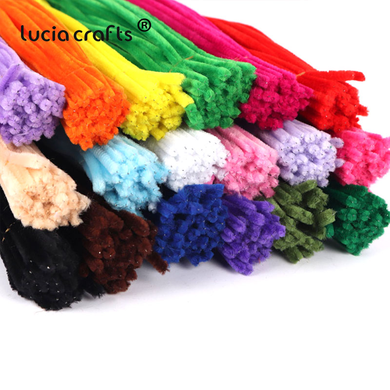 Lucia crafts 50/100 stk chenille stilke piberensere børns pædagogisk legetøj plysstick diy art craft  l0209