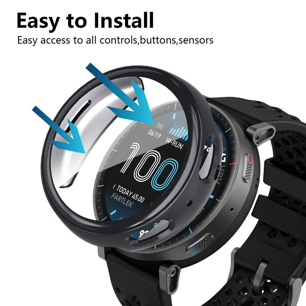 Volledige tpu-beschermhoes voor amazfit active 2 /  max, zacht, transparant, krasbestendig en geschikt voor het hele scherm.