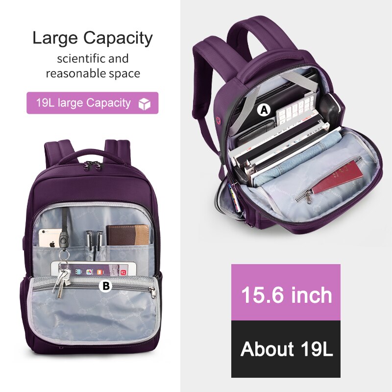 Tigernu 15.6 Anti Theft Zaino Donne USB Indietro Borsa Da Viaggio di Scuola Zaino Per Gli Adolescenti Zaino Del Computer Portatile Zaino Borsa Impermeabile