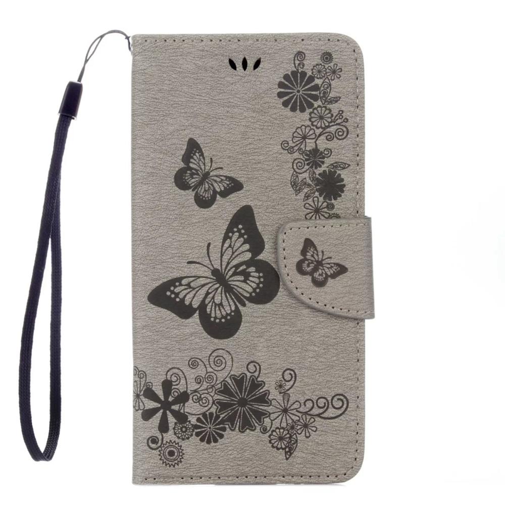 En relieve de cuero flip case para iphone6 6 s plus butteryfly retrocede plus funda cartera de cubierta para iphone7 7 5S sí mt cajas del teléfono: Gray for iPhone6 6s