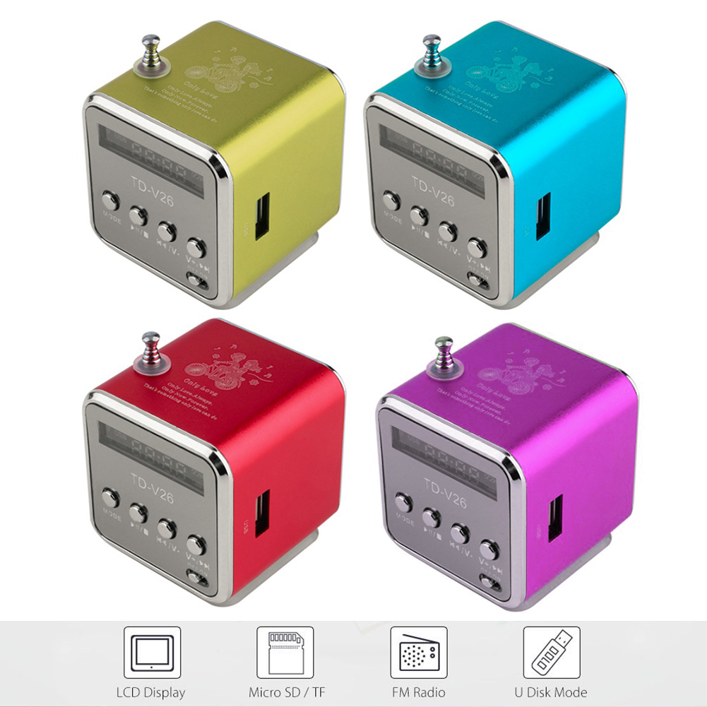 TD-V26 Mini Digitale Fm Radio Speaker Draagbare Fm Radio Ontvanger Met Led Display Scherm Luidspreker Ondersteuning Tf-kaart