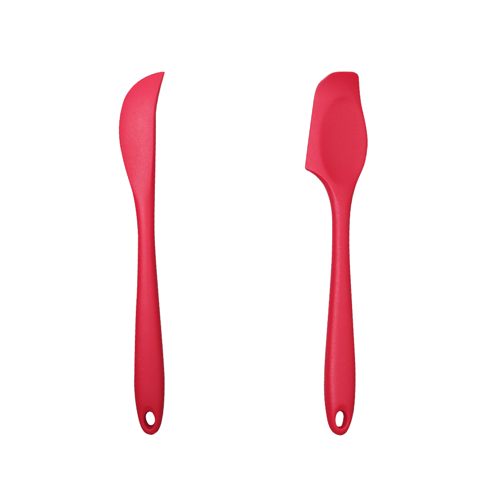 Juego de espátula y cuchillo para mantequilla multiusos de silicona para untar mantequilla, queso, mantequilla de maní, mermelada, raspador en forma de media luna: Rojo