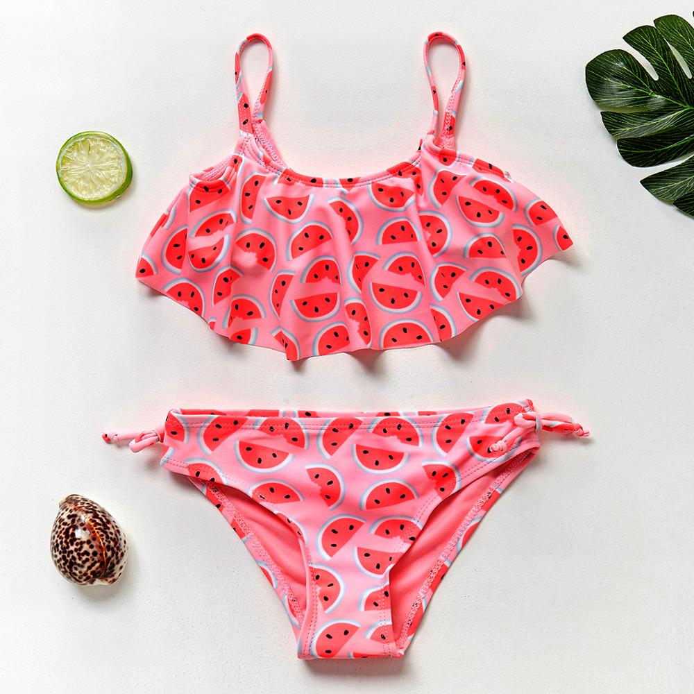 Bañador para niñas pequeñas de 2 a 9 años, traje de baño de con volantes, ropa de playa, bikini Infantil-ST108