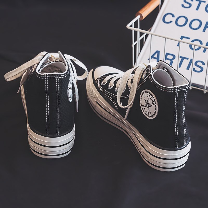 Zapatos de lona a la para mujer, zapatillas con plataforma, cómodas, transpirables, de fondo grueso, vulcanizados