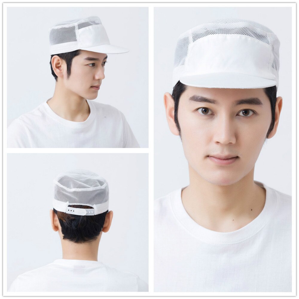 Gorro de Chef de malla blanca, gorros de cocina transpirables para hombre y mujer para cantina del Hotel, comedor, restaurante, camarero, trabajo en fábrica
