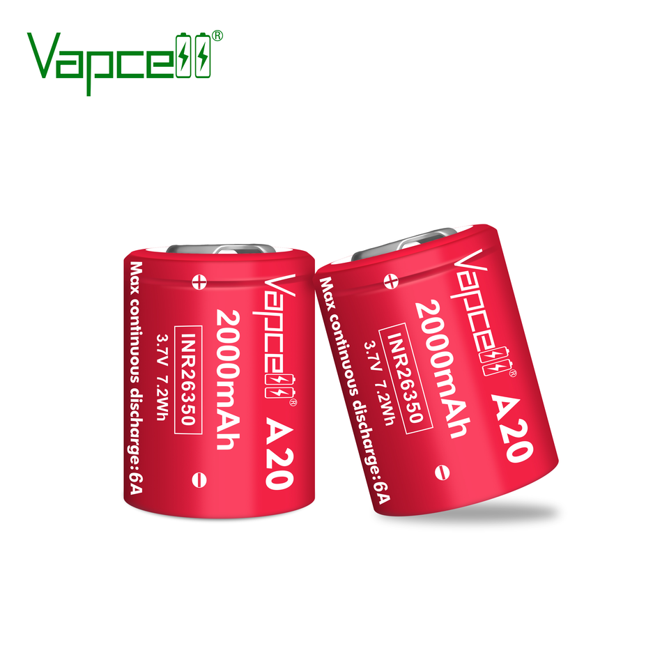 1-10pcs Highest Capacity Vapcell A20 26350 2000MAH 6A 3.6V lithium battery INR26350 Rechargeable Battery Cell For flashlight