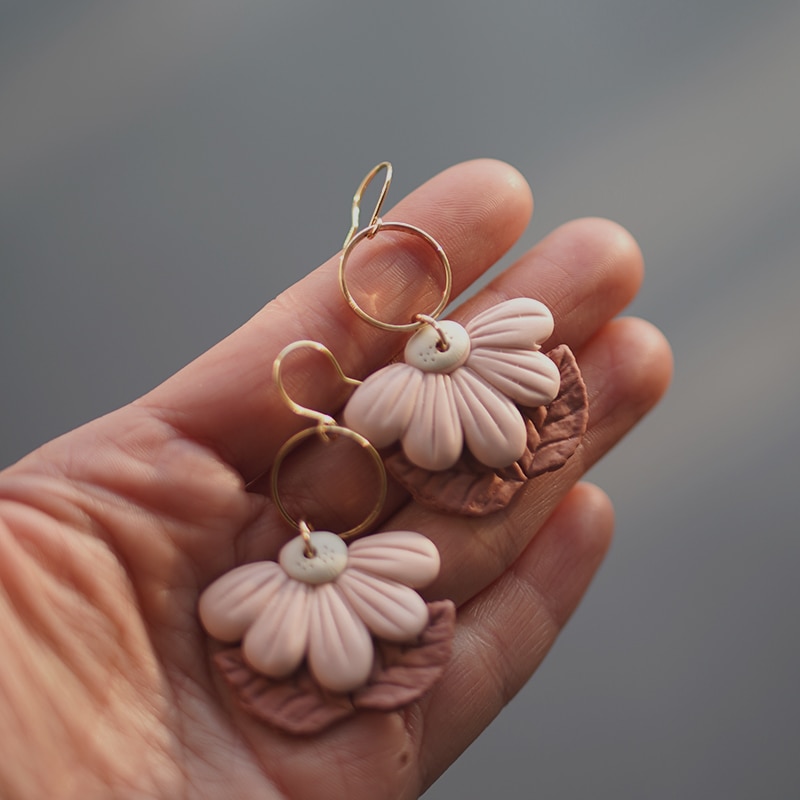 Flower Shape Ring Dangle Multi Colors Big Size Handmade Polymer Clay Spring Collection Earring Sets Statements Jewelry