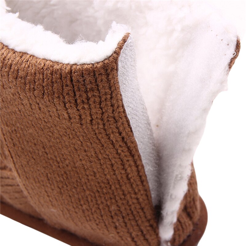 -né bébé garçon fille tricoté bottes de neige hiver fourrure doublure tricot chaussons mignon doux semelle anti-dérapant infantile Prewalkers