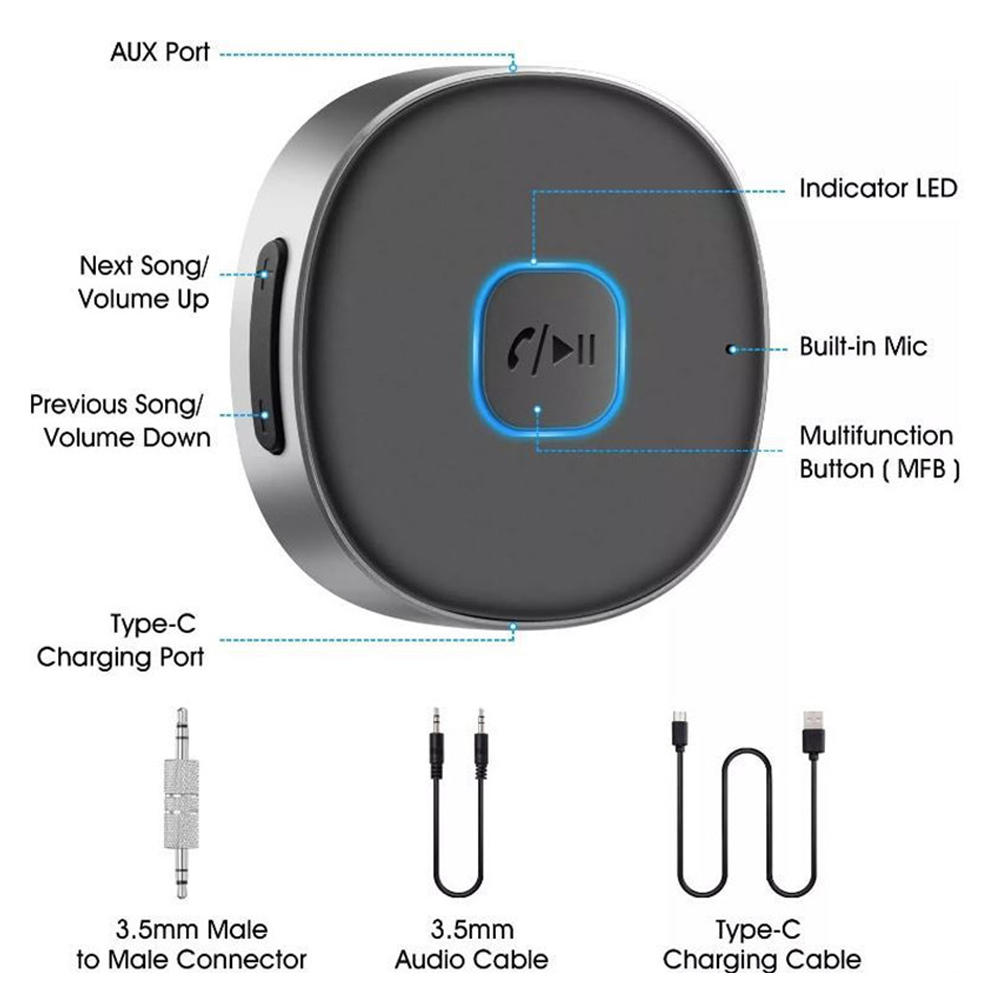 J33 Wireless Bluetooth Receiver AUX Car Stereo Amplifier Headphone Bluetooth Audio Converter 5.0 Bluetooth Adapter