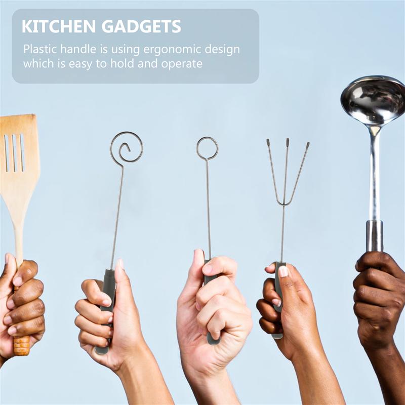 3pcs Stainless Steel Dipping Forks Chocolate Fork Picks Kitchen Gadgets Cheese Fondue (Trigeminal + Spiral + Small Circle Each)