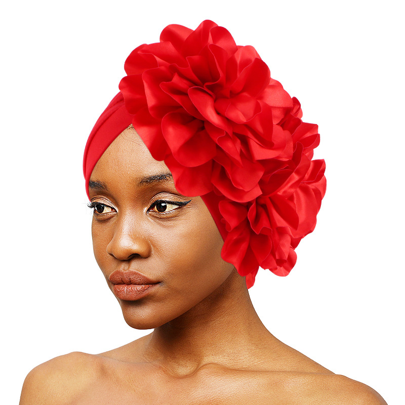 King Flower Turban Women Hair Loss Bonnet Muslim Hat Chemo Cap Hijabs Headscarf Wedding Party Hat Head Wraps Indian Hat Turbante
