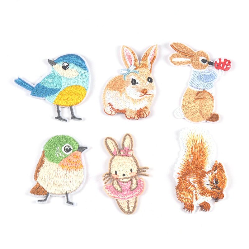 5 sztuk śliczne królik/ptak/wiewiórka łaty hafty robić szycia akcesoria ubrania aplikacje wyroby rękodzielnicze DIY 37-55mm c3216