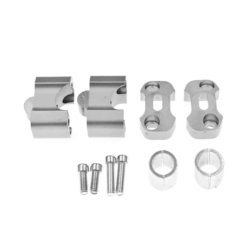 2 Pieces CNC 22mm 28mm Off road Motorcycle Bar Clamps Handlebar risers Adapter for 7/8" 1-1/8 Pit Dirt motorbike: silver