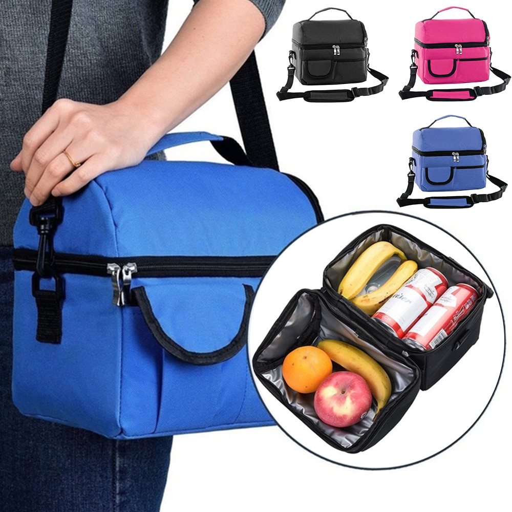 Stor ispose dobbelt madisoleringspose 8l oxford ispose isoleret madpose køleposer picnicbeholder til frisk mad