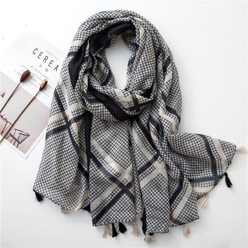 VISROVER-Long foulard en Viscose Shaw | Longue écharpe, imprimé Tropical, pour robe de plage, écharpe d'été pour femmes,: 10