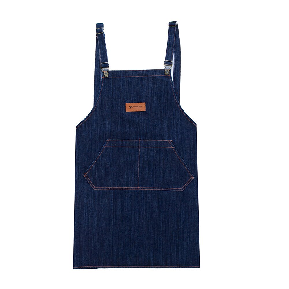 Black Blue Unisex Adjustable Strap Denim Chef Food Service Backless Restaurant BBQ Cafe Bakery Waiter Work Uniforms Cook Aprons