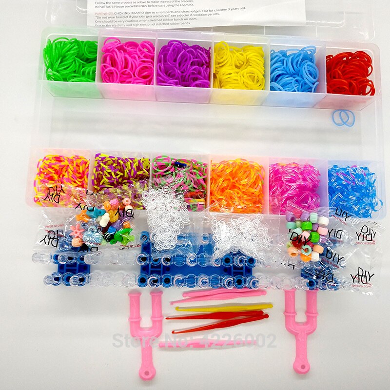 1800 stücke Elastische Gummi Webstuhl Bands DIY Werkzeug einstellen Kasten Weben Armbinde Handwerk Mädchen freundlicher freundlicher spielzeug für Teenager 8 10 jahre