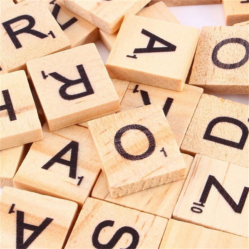 100 Pcs Wooden Scrabble Letters Alphabet Craft Wooden Decorations for Home Wedding Party DIY Christmas Ornaments Digital Puzzle