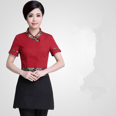 Hotel reiniger Uniform frau und mann reiniger kleidung kurzen ärmeln Restaurant kellner uniformen herbst Winter arbeitskleidung: Frau rot / XL
