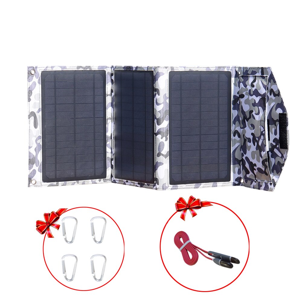 50W Zonnepaneel Opvouwbare 5V Usb Portable Solar Telefoon Oplader Power Bank Mobiele Batterij Oplader Outdoor Camping Wandelen dual Usb: Camouflage