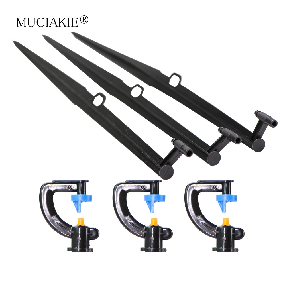 MUCIAKIE 10PCS 180 Degree Spray Jet on 50cm Spike Garden Irrigation Sprinkler Close Coverage Fan Spray on Stake Half Circle