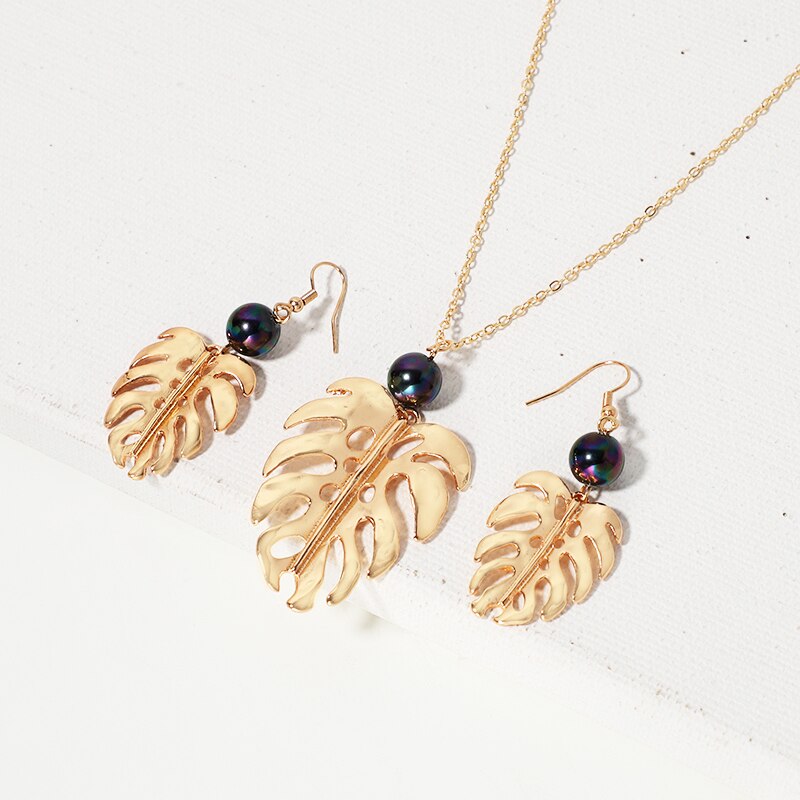 KOMi Polynesian Hawaiian Samoa Marshall Style Glass Bead Pearl Hollow Cross Heart Flower Charm Necklace Earrings Jewelry Set: GJZ385