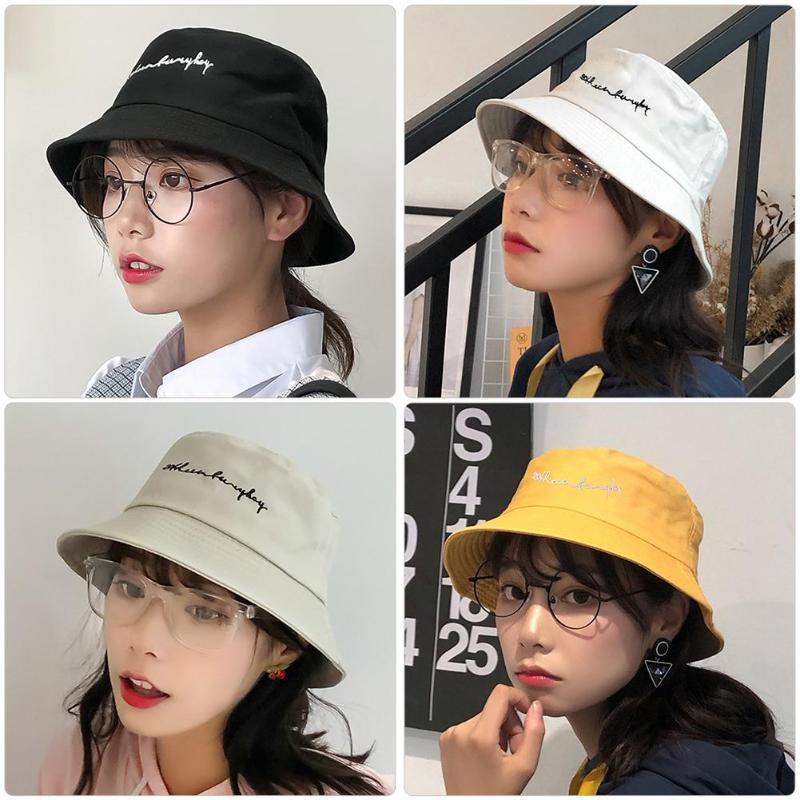 Brevbroderi unisex bøtte sommer fiskelue utendørs panama solhatt menn kvinner hofte hopp fiskerhatt