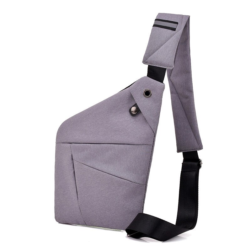 Brysttaske med flere lommer til mandlig messenger bag tyverisikring slyngetaske brystpakke unisex med headset-grænseflade grå: Default Title