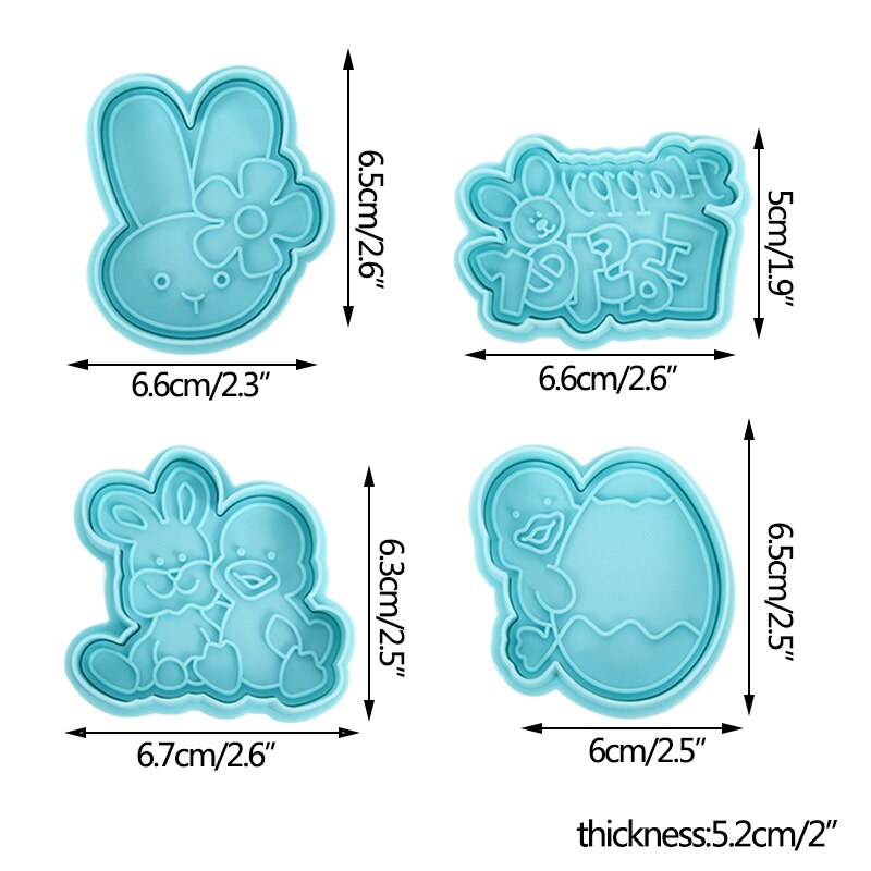 Happy Easter Bunny Egg Plastic Baking Mold Kitchen Biscuit Cookie Cutter Pastry Plunger 3D Fondant DIY Cake Decorating Tool: hf139B02