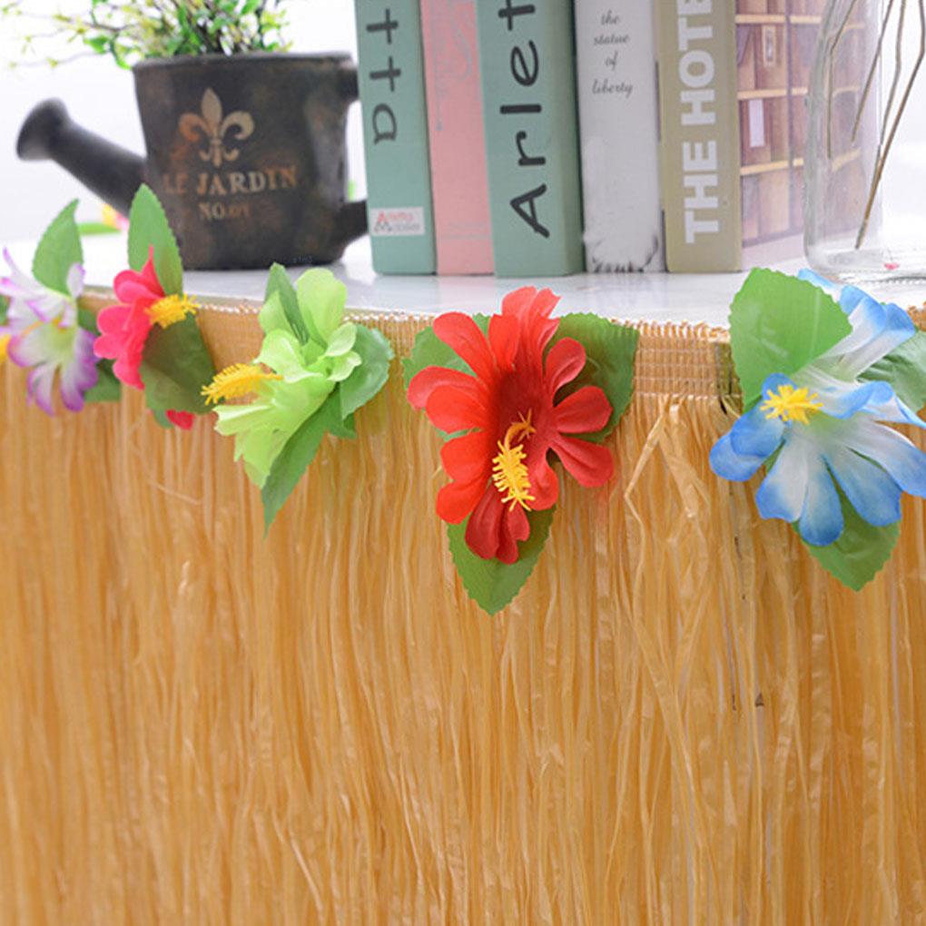 Flower Fringe Table Skirt Hawaii Table Curtain Luau Party Birthday Summer Anniversary Christmas Table Decoration