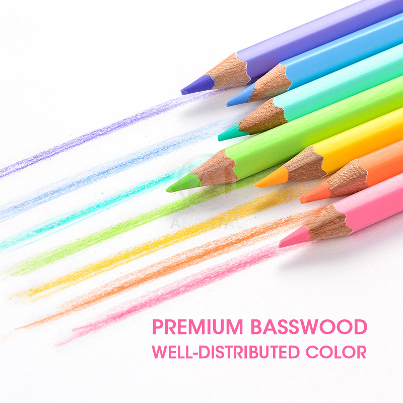 Andstal – crayons de couleur professionnels, ensemble de crayons de couleur Macaron Pastel, fournitures de papeterie artistique Marco, 12/24
