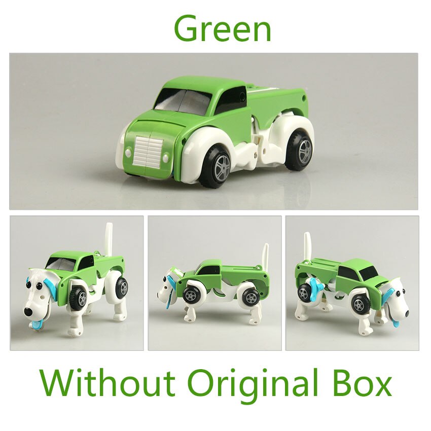 4 farver 14cm sej automatisk transformer hund til bil køretøj urværk afvikling legetøj til børn børn dreng pige legetøj: Grøn