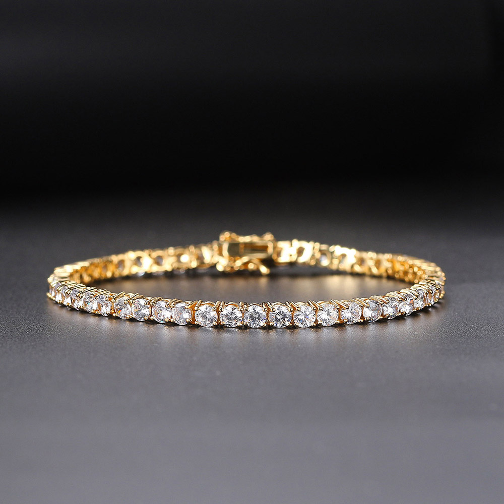 Iced Out Crystal Tennis Bransoletka dla kobiet Punk Hiphop Luksusowa biżuteria ślubna AAA + cyrkonia w kolorze złotym OHH118-1: 17.5cm / Czerwony / Tłoczona na gorąco