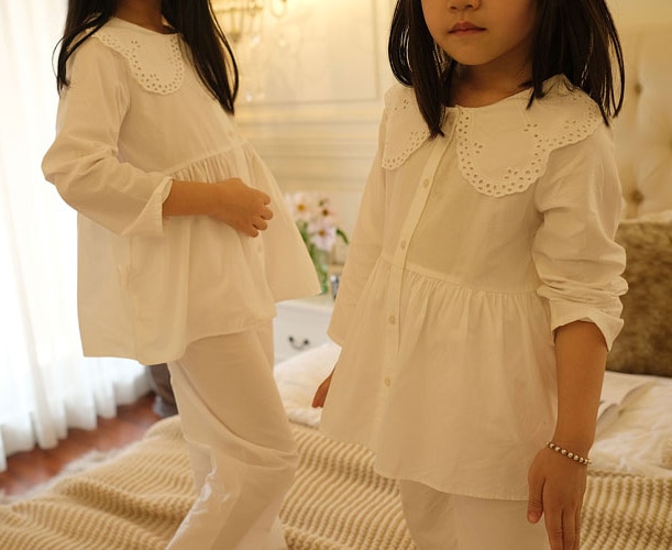 Kid Mädchen Lolita Bestickt Turndown Kragen Pyjama Sets.Vintage Kleinkind kinder Pyjamas set Schlaf Loungewear. kinder Kleidung