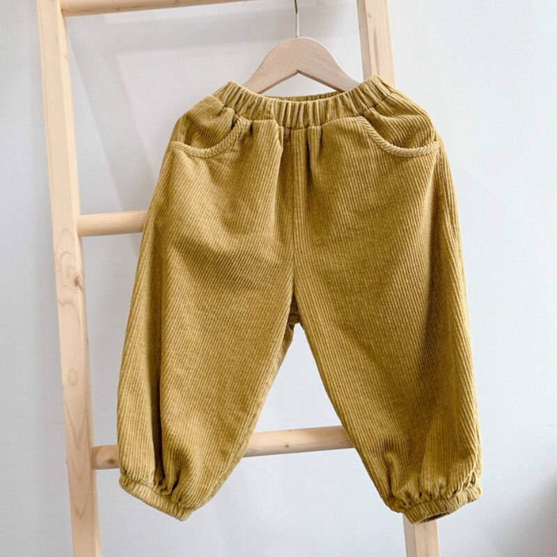 Kinderen Herfst Corduroy Harembroek Meisjes Casual Broek Baby Meisje Winter Kleding Peuter Broek: Geel / 3T