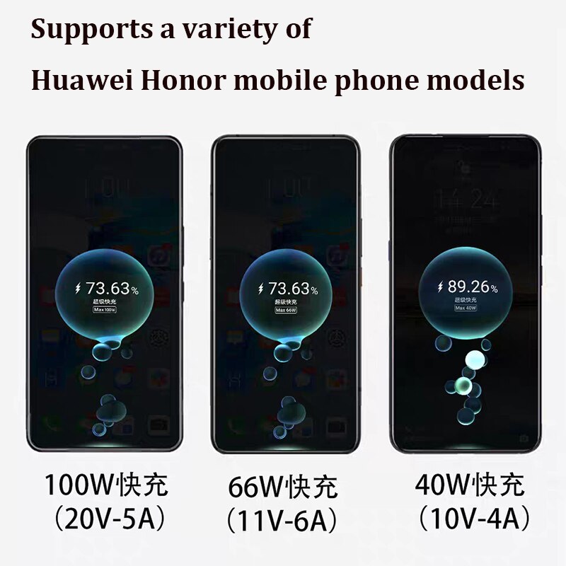 100W Super Fast Charger 6A Type C Cable For Honor Magic3 4 pro 50 60SE Huawei Nova8 9 Mate40 Phone MagicBook Pro 14 15 16 Tablet