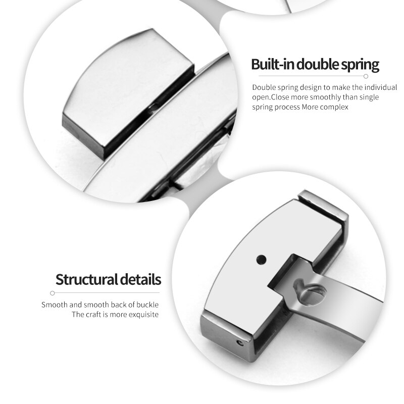 Reloj hebilla plegable doble clic mariposa correa de reloj cierre de presión 14/16/18/20/22mm Botón de instalación cierre hebillas de reloj Accesorios