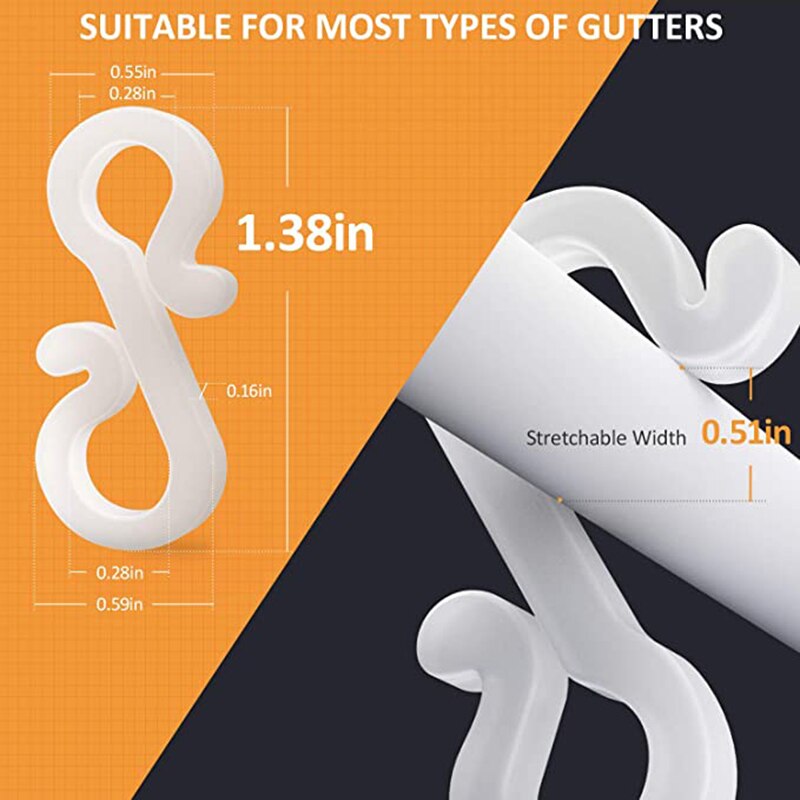 100Pcs Kerst Mini Gutter Hangen Haken Plastic S Vormige Kerst Licht Clips Haak Voor Outdoor Indoor Strings Lights