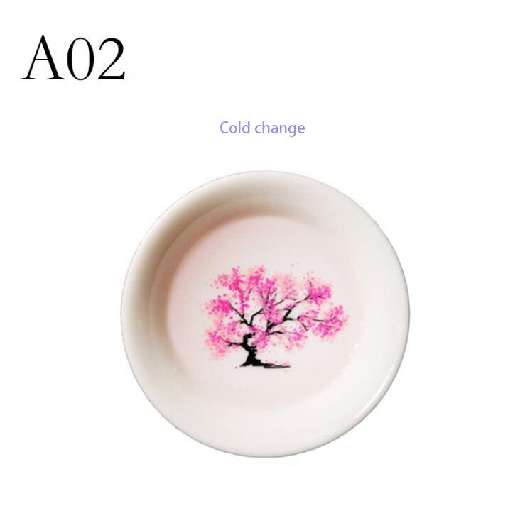 Japanese Magic Sakura Cup Cold Temperature Color Changing Flower display Sake Cup Ceramic Kung fu Tea Cup Tea Bowl: Cold change A02