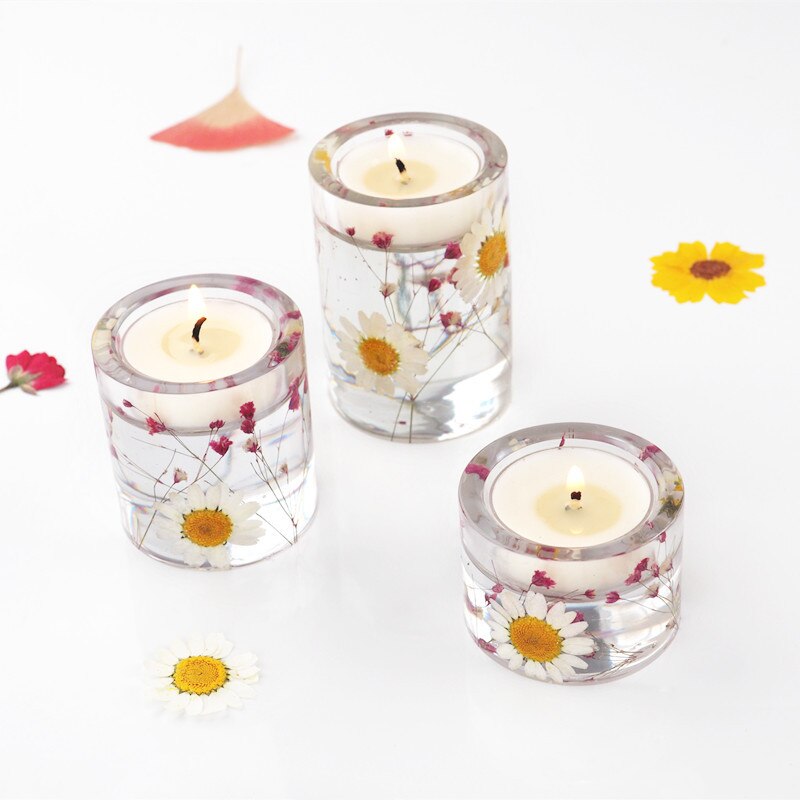 DIY Epoxy Resin Epoxy Candle Holder Large Medium and Small Aromatherapy Candle Tray Shine Silicone Mold