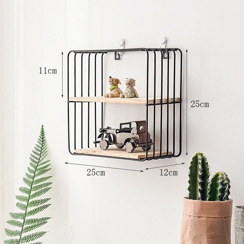 Best Wooden Gold Storage Racks Hanging Decor Storage Box Flower Pot House Storage Rack Wall Book Figurines Display Craft Shelves: D