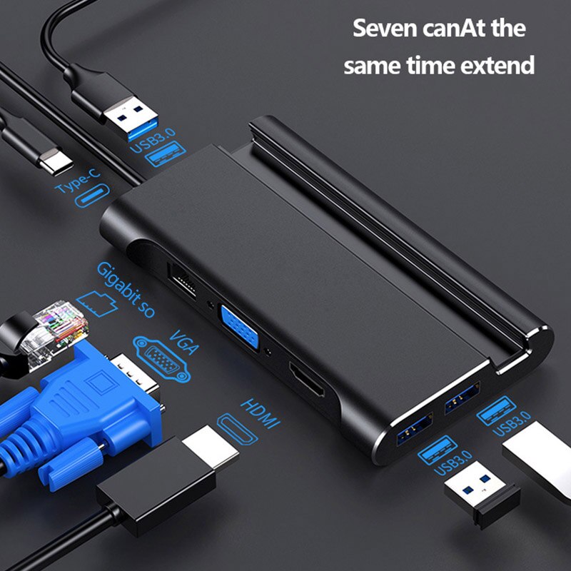 USB 3.1 rodzaj-c Centrum na HDMI kompatybilny 4K piorun 3 USB C z koncentratorem 3.0 TF czytnik kart SD PD dla MacBook zawodowiec/powietrze/Huawei kumpel: 7 in 1 hub