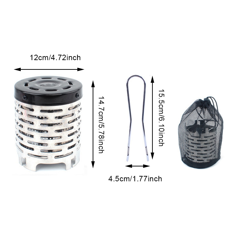Mini Heater Outdoor Camping Draagbare Herfst En Winter Tent Heater Heater Kachel Kachel Rvs Verwarming Cover: Default Title