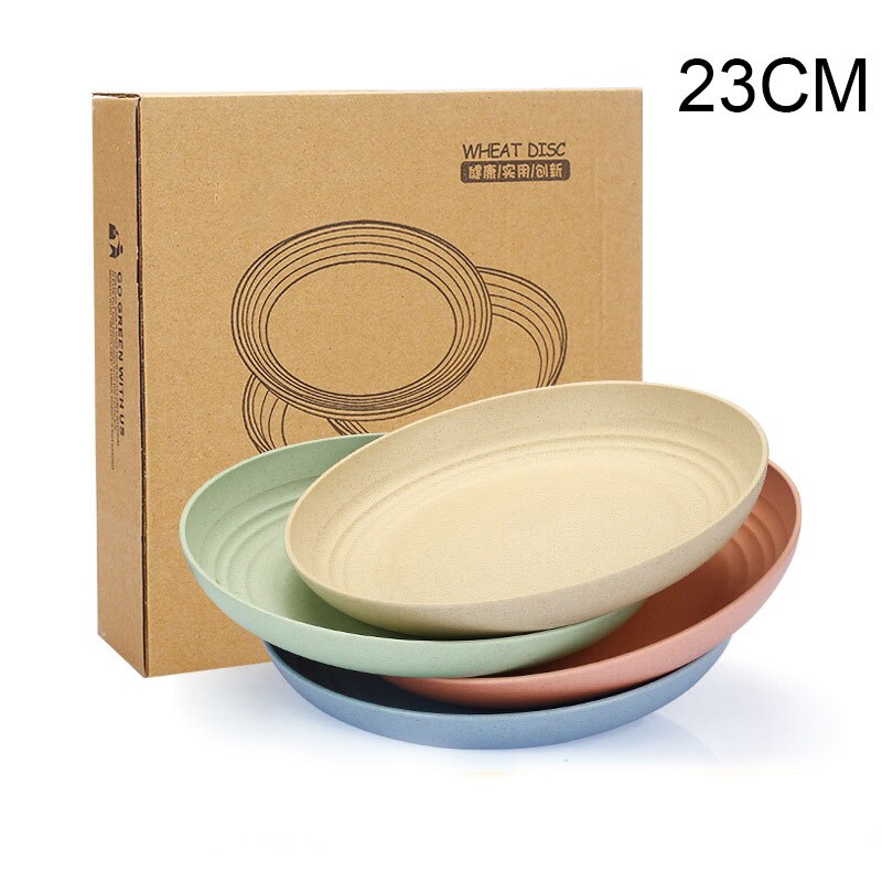 Juego de vajilla de Fibra de trigo no tóxica, cuenco para ensaladas, suministros de cocina, accesorios de cocina, 4 Uds.: 23cm