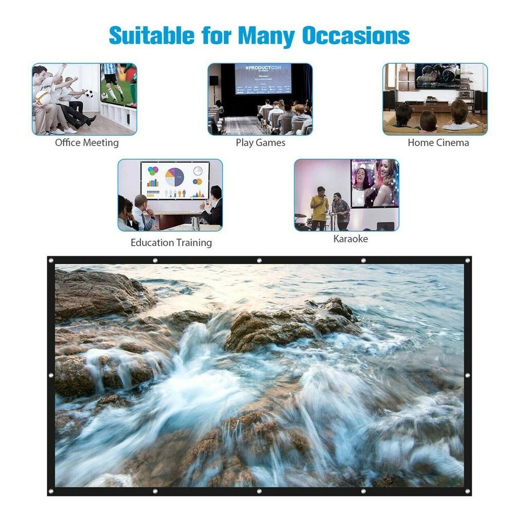 Metal anti-light curtain 110 120 hd projection screen foldable portable film screen portable projector giant screen