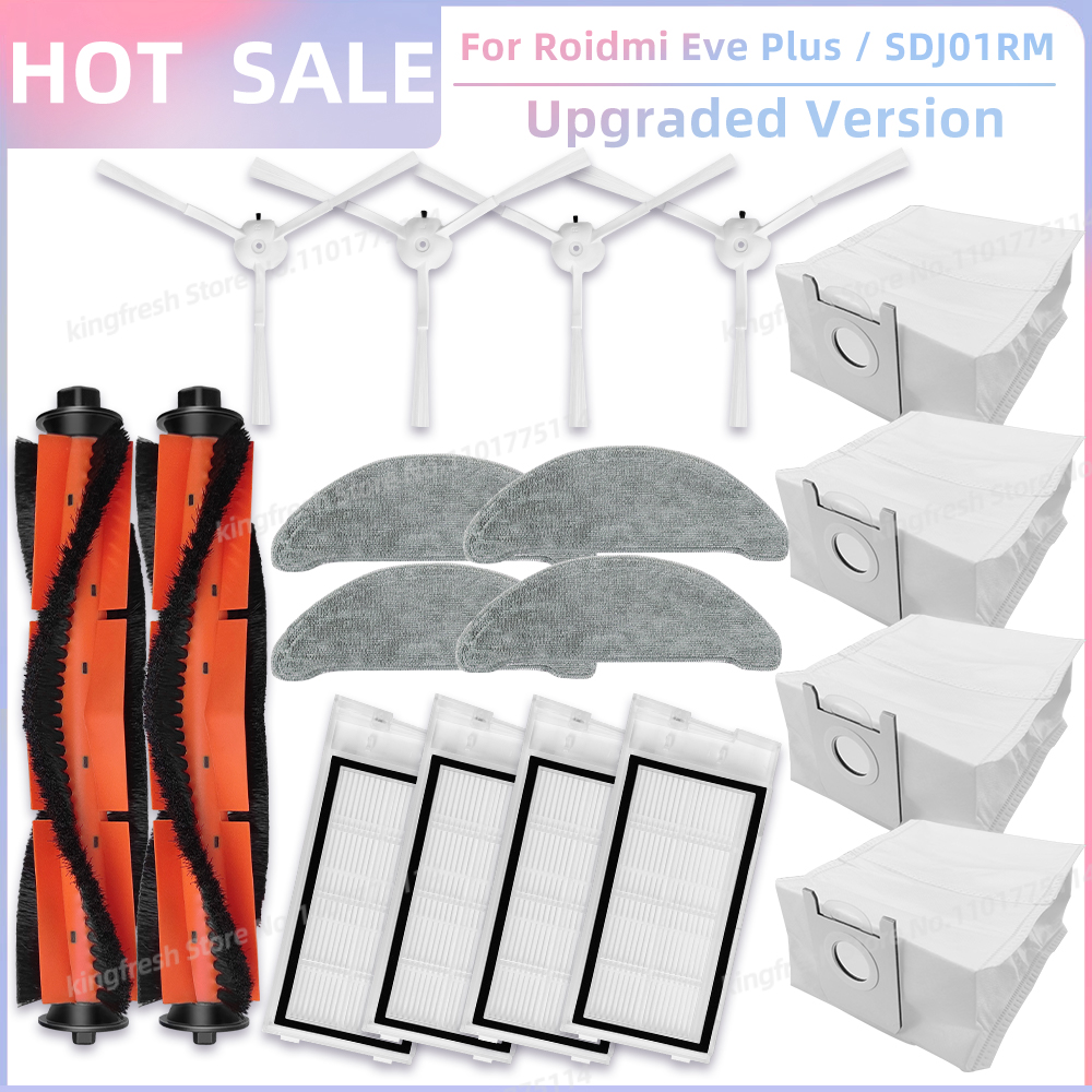 Fit For Roidmi Eve Plus SDJ01RM, XCLEA H30 Plus / H40 Plus Parts Main Roller Side Brush Filter Mop Cloth Bracket Bag Accessories: WHITE