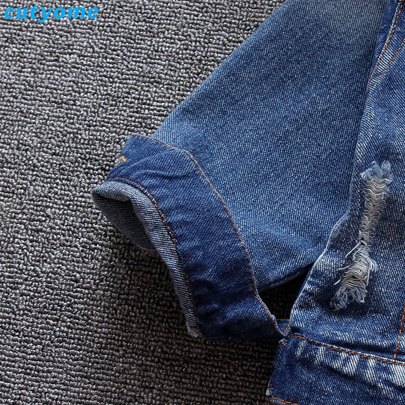 Baby Baby Meisjes Jeans Jas Borduren Bloemen Turn-Down Kraag Ripped Bovenkleding Peuter Pasgeboren Meisje Denim Kleding Jas